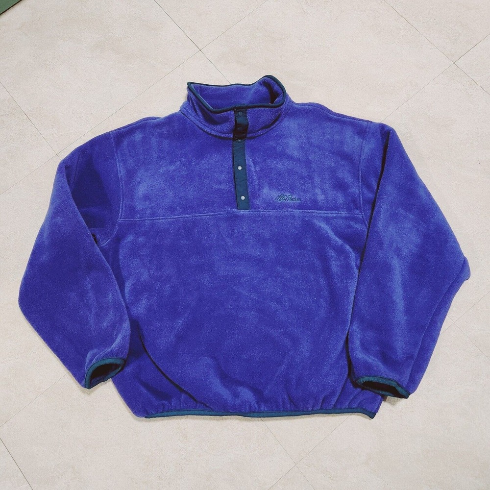 VTG 90s LL Bean Womens XL 1/4 Snap-T Super Soft Fleece Jacket Script USA Made - Picture 2 of 11